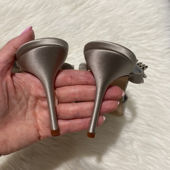 New‎ Manolo Blahnik Lurum grey satin crystal embellished mules size 39EU - Picture 7 of 15